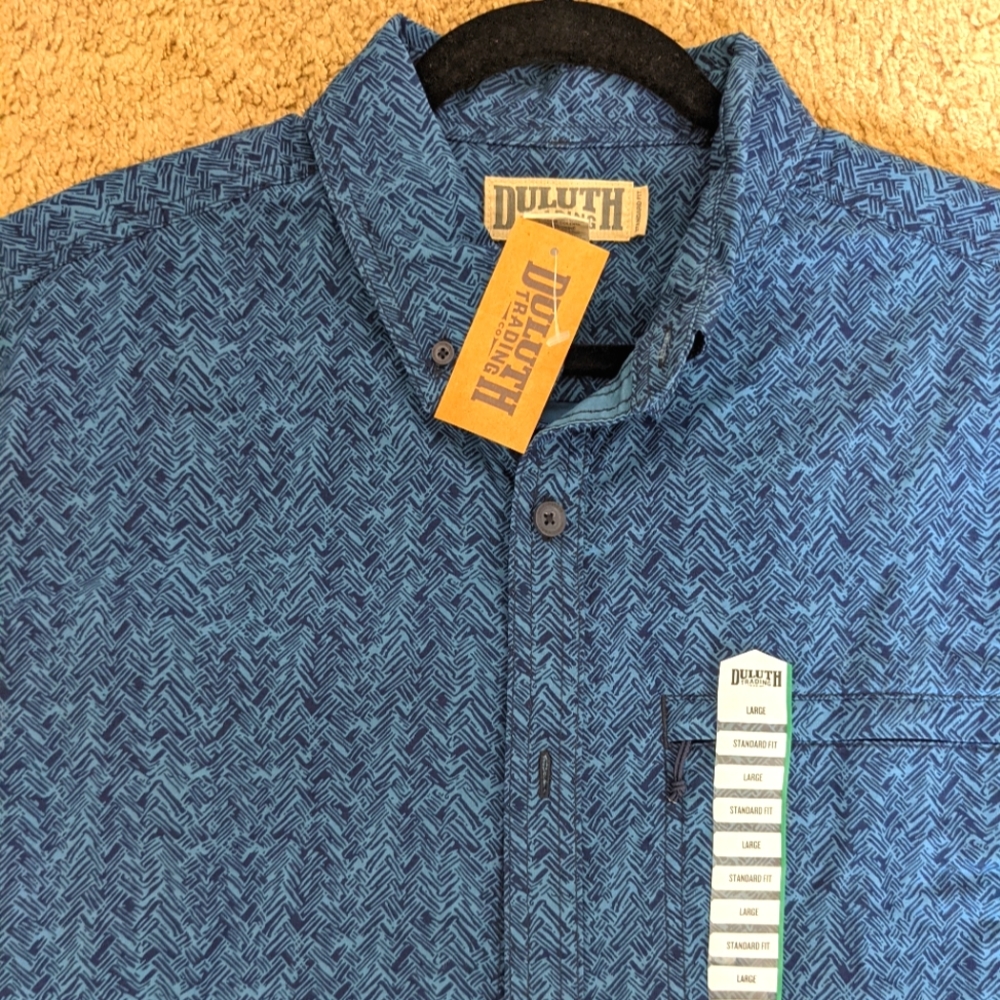 Duluth Men's Large Blue Casual Dress Shirt
